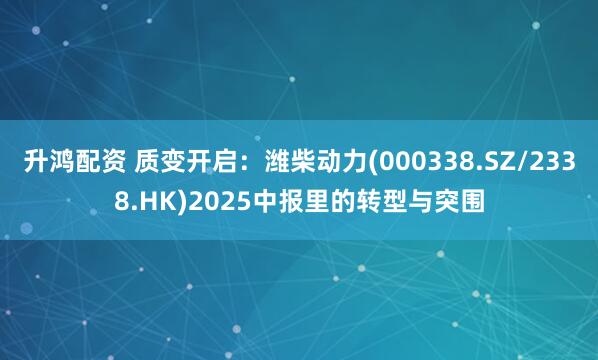 升鸿配资 质变开启：潍柴动力(000338.SZ/2338.HK)2025中报里的转型与突围
