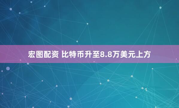 宏图配资 比特币升至8.8万美元上方