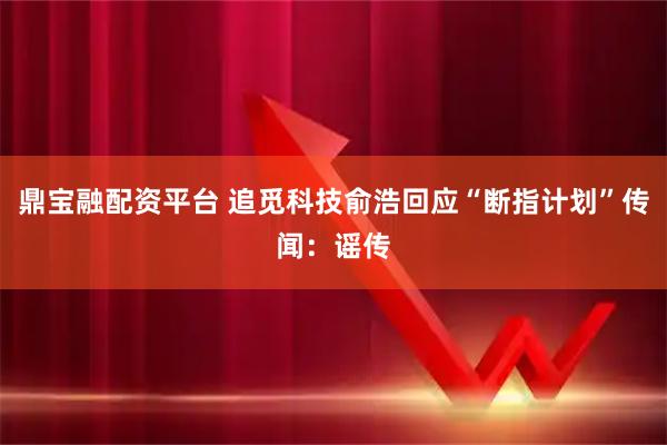 鼎宝融配资平台 追觅科技俞浩回应“断指计划”传闻：谣传